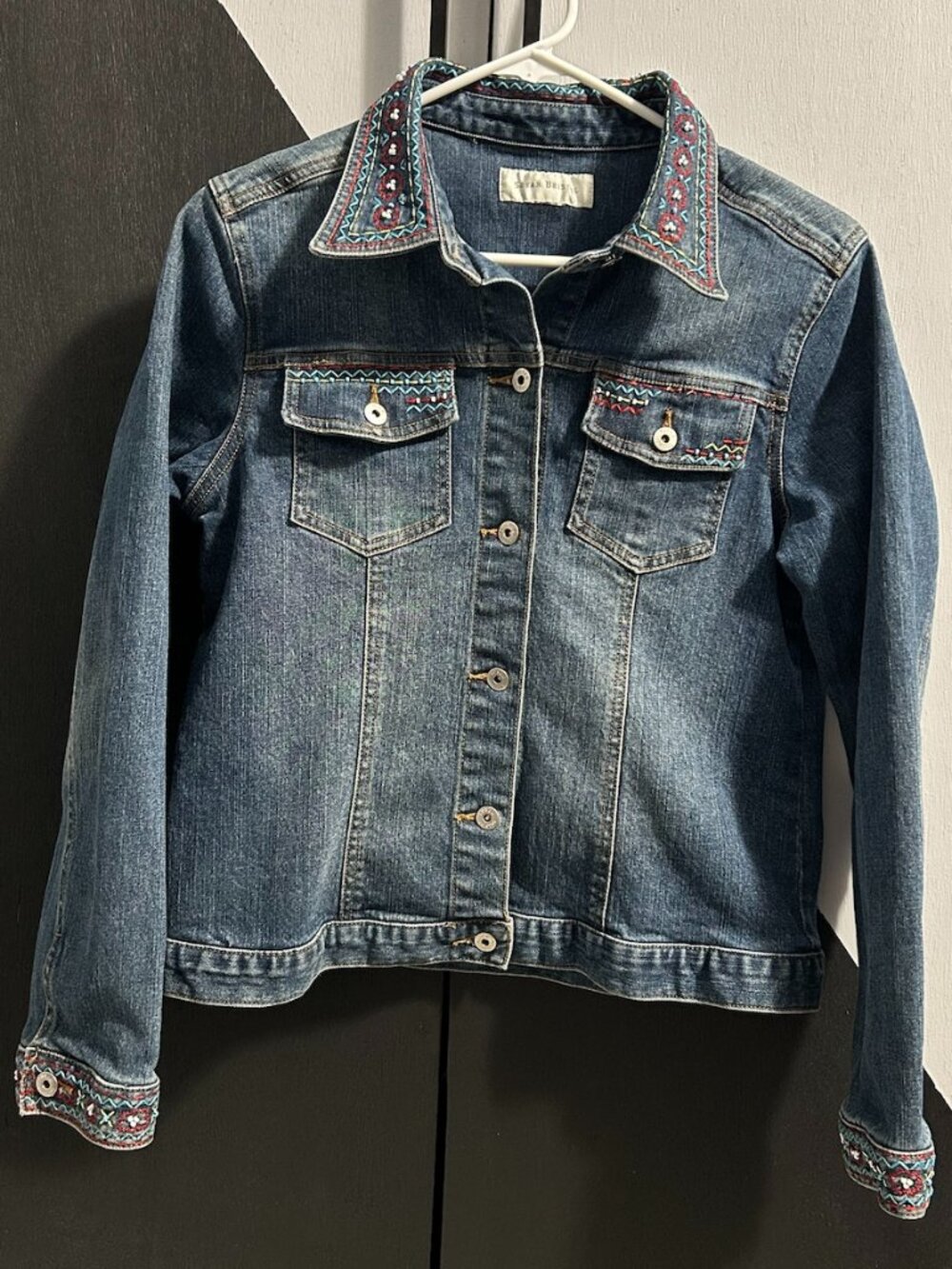Susan Bristol Vintage Jean Jacket Southwestern Embroidery/Beadwork Women's M*